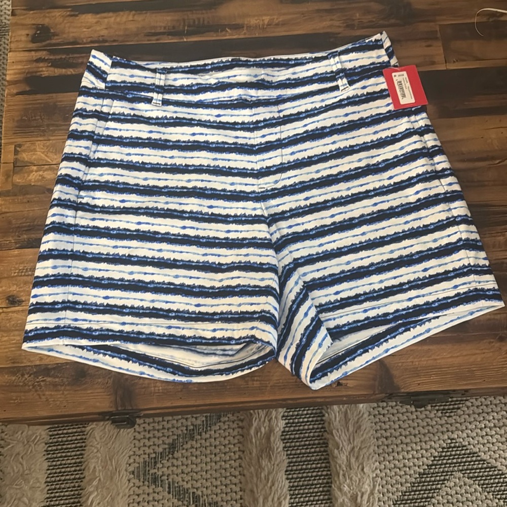 SPANX Blue and White Striped Women Shorts NWT Medium